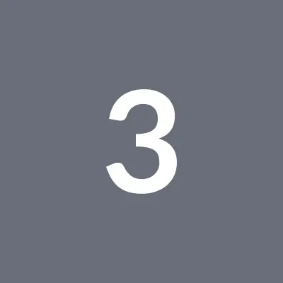 Large white number 3 centered on a dark grey square background.